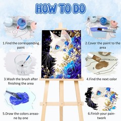 Cat Paint by Numbers for Adults, Flowers Paint by Numbers Kit for Adults Beginnr
