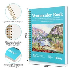 Watercolor Sketchbook 30 Sheets 5.5×8.5 Inch 300GSM 140lb Cold Press Spiral Pad