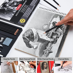 Professional 22-Piece Sketching Pencil Set with Graphite and Charcoal Tools