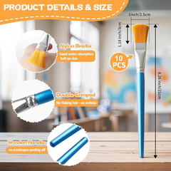 10 Pcs Flat Paint Brushes,1 Inch Craft Paint Brushes, Large Acrylic Paint Brush
