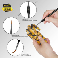 6Pcs Miniature Paint Brushes Set with Triangular Handles – for Acrylics, Oils, W
