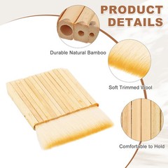 2Pcs Hake Brush, 14 Row Bamboo Blender Sheep Hair Watercolor Brush, Yellow White