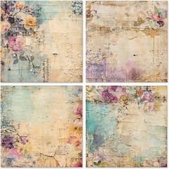 Vintage Floral Scrapbook Paper Pad – Flower Patterned Purple Brilliance