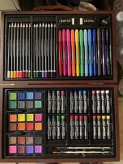 Art Supplies 81-Piece Deluxe Wooden Art Set Crafts Kit with Wooden Box “Joey”