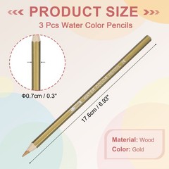 3Pcs Watercolor Pencils for Coloring Drawing Painting,Gold