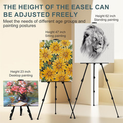 17-66 Inch Art Easel Stand, Sturdy Aluminum Tripod for Table Top & Floor Paintin