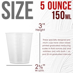 5oz (150ml) Graduated Plastic Measuring Cups, 50 Cups & 25 Mixing Sticks, Paint
