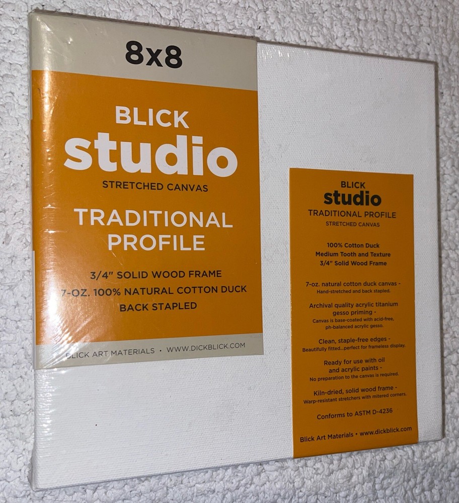 Blick Studio 8” X 8” 100 Percent Natural Cotton Duck Stretched Canvas NEW