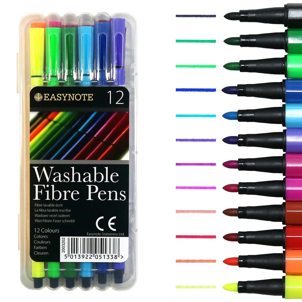 Easynote Washable Coloured Fibre Pens Felt Tips Markers Kids Colouring Set Pack