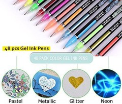 SAYEEC 48 Packs Glitter Metallic Gel Pen Set Coloring Neon Pens Set for Adult
