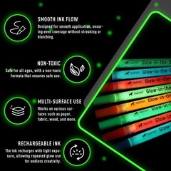 8 Colors Glow in the Dark Markers – 0.7mm Round Tip Neon Fluorescent Paint P…