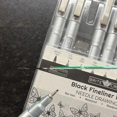 Brite Crown Black Fineliner Pen Set Needle Tip, 10 Nibs, Waterproof Black