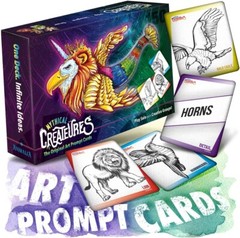 3-Pack Art Prompts Drawing Games Creative Gifts for Kids: Mythical Creatures + 2