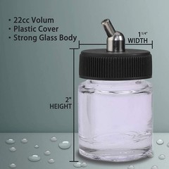 New 10pcs Airbrush Air Brush Glass Bottle Jar 22cc / Standard Suction Lid Empty