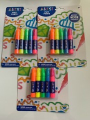 Small Artsi Puff Paints Pens for Fabric & Paper 5 Bright Neon Colors (3 Pack)
