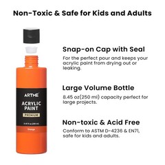 18 Colors Acrylic Paint Set, 8.45oz/250 ml Large Bulk Acrylic Paint, Rich Pig…