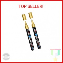 Overseas Gold Paint Pens Paint Markers – Permanent Acrylic Markers 2 Pack, Water