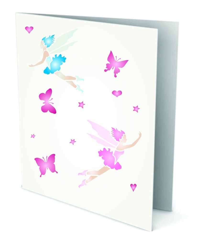 Fairies Stencil, 4.5 x 4.5 inch (S) – Mix Media Layering Classic Fairy Design…