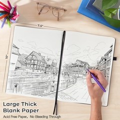 Blank Notebook, Hardcover Sketch Book, 8.5″ x 11″ Large Blank Journal, A4 Black