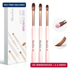 MelodySusie 3Pcs Acrylic Nail Brush Set, Size 8/12/14 for Extension and 3D Carvi