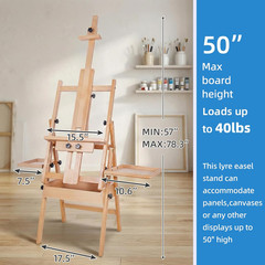 Large Horizontal Wooden Painting Easel with Storage Drawer and Palettes, H-Frame