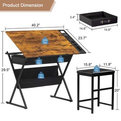 VECELO Drafting Table Art Desk Art Table Adjustable Drawing Table Tilted Tabl…