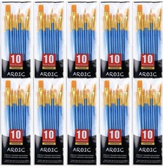 Acrylic Paint Brush Set, 10Packs / 100Pcs Nylon Hair Brushes for All Purpose Oil
