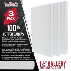 6″ x 12″ Gallery Depth 1-1/2″ Profile Stretched Canvas 5-Pack – Gesso Primed