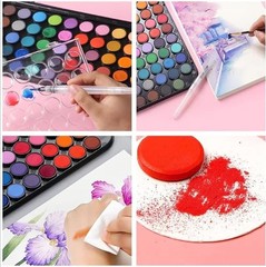 48 Color Watercolor Paint Set Washable Art Kit with Brushes & Palette Portable