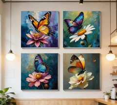 4 Pack Butterfly Paint by Numbers for Beginner with Frame,Colorful Butterfly …