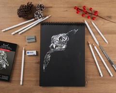 White Charcoal Pencils Set – 12 Piece Sketch Highlight White Pencils Set for …