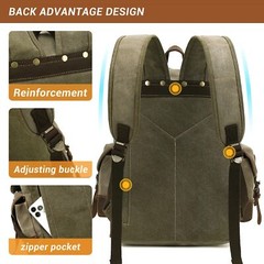 HuaChen Vintage Canvas Leather Backpack: Spacious Durable Rucksack for Men & …