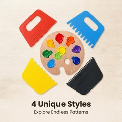 YAFIYGI 7Pcs Textured Art Supplies Kit Paint Scrapers for Drawing Artists