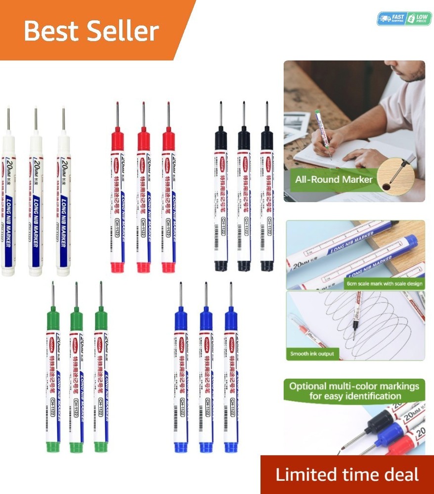Long Head Deep Hole Marker Pens, 15PCS Long Nib Marker 20mm Quick Dry Waterproof