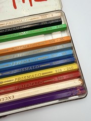 VINTAGE 70s CARAM D’ACHE Prismalo Watercolor Pencils Tin Switzerland SAILBOAT