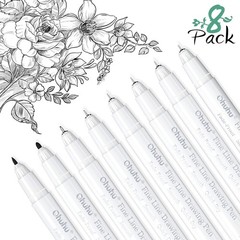 Ohuhu Fineliner Pens Micro Drawing Pens: 8-size 1 Count (Pack of 8), Black