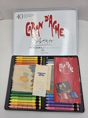 Caran d’Ache Neocolor II Aquarelle Set 40 Water Soluble Wax Pastels Swiss NOS
