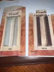 Conte A Paris Sketching Crayons Artist Quality SCHOOL SET of 3 white black brown