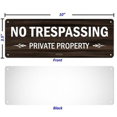 No Trespassing Private Property Sign 4 Pack, 10 x 3.5 inches Sturdy Rust Free…