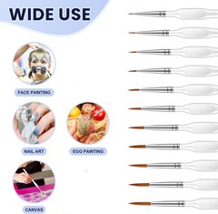 Detailing Brush Set, 11 Pcs Miniature Paint Brushes with Triangular Handles, Pai
