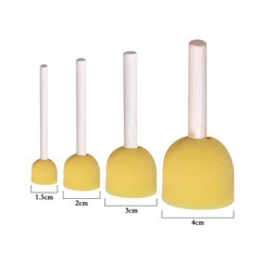 20Pcs Art Sponge Brush Round Wooden Handle for Graffiti and Painting Fun
