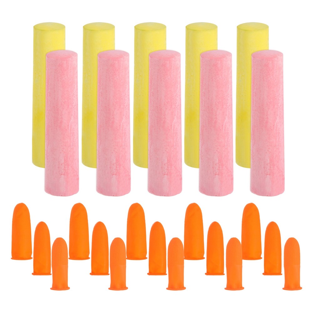 10 Pcs Sidewalk Chalk Bulk, 4 Inch Big Chalk with Finger Cots, Red/Yellow