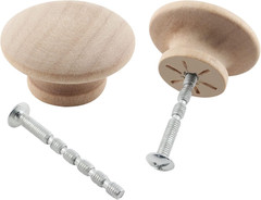10 Pack 1-1/2 Inch Wood Knobs Unfinished round Mushroom Shape Wooden Cabinet Pul