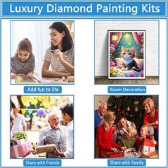 DIY Cartoon Cat Diamond Art Kit for Adults Beginners, Full Drill Bedroom Diamond