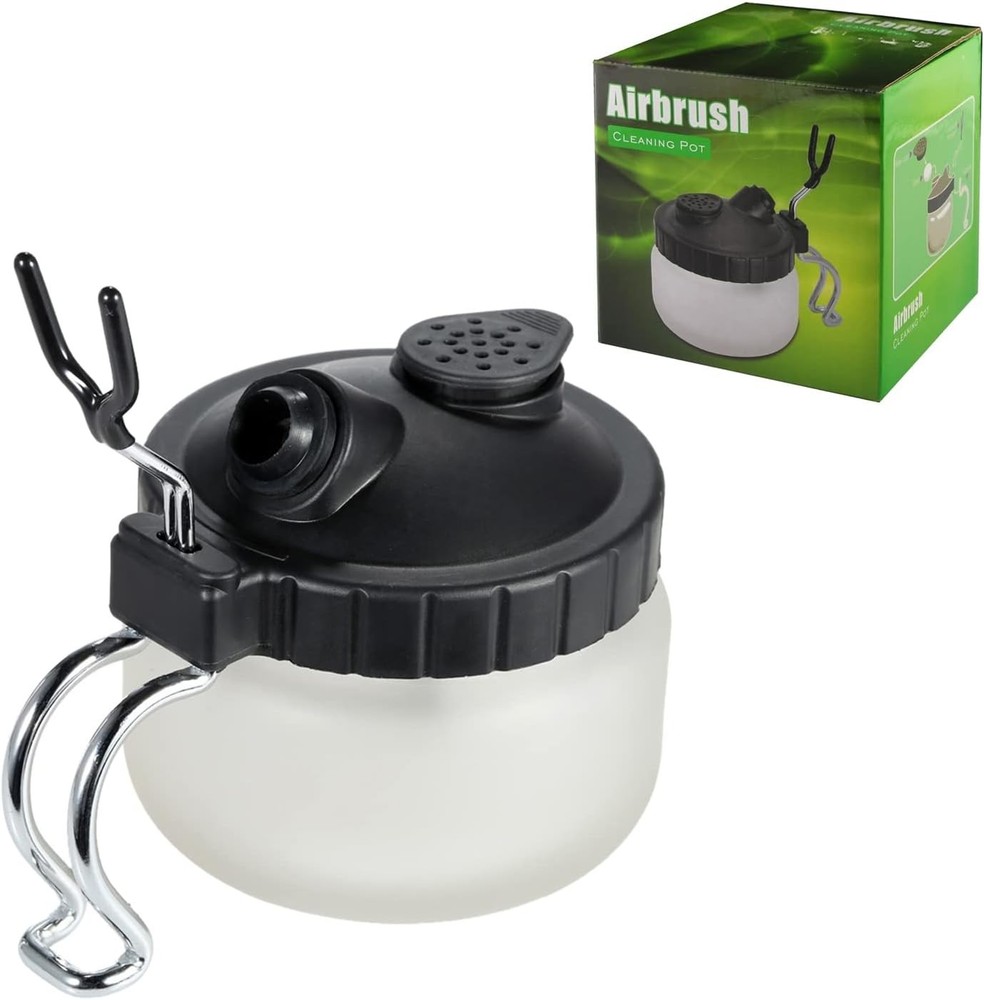 JOYABEST Airbrush Cleaning Pot Holder Glass Jar Waste Station with 3 Filters