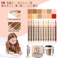 Whaline Acrylic Skin Tone Paint Pens 12 1 Count (Pack of 12),