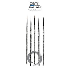 AS-250 Black Swirl Synthetic Mini Detail Artist Brush Set 5 pcs