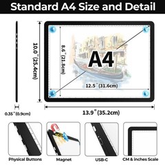 A4 LED Copy Board Tracing Light Pad Magnetic Adjustable Bright Drawing Table Pad