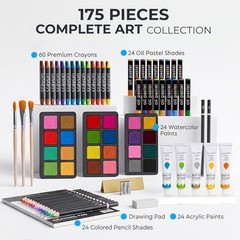 TMOL Art Supplies, 175-Pack Deluxe Art Set Drawing Painting Kit with 2 Cherry