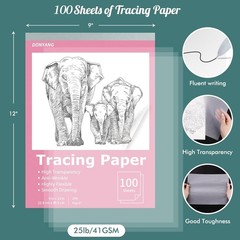 Tracing Paper 9×12 inch, 100 Sheets Transparent Vellum Paper for Tracing Pads